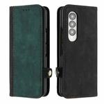 For Samsung Galaxy Z Fold 4 5G Side Buckle Double Fold Leather Phone Case(Dark Green)