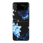For Samsung Galaxy Z Flip 4 5G Foldable Colored Drawing PC Phone Case(Blue Butterfly Flower)