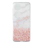 For Huawei P50 Pocket Foldable Colored Drawing PC Phone Case(Pink White Marble)