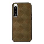 For Sony Xperia 5 IV Weave Plaid PU Phone Case(Green)