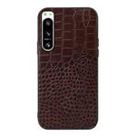 For Sony Xperia 5 IV Crocodile Texture Genuine Leather Phone Case(Coffee)