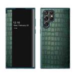 For Samsung Galaxy S23 Ultra 5G Crocodile Texture Window View Leather Phone Case(Green)