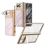 For Xiaomi Mix Fold 2 Magnetic Hinges Plating Phone Case with Holder(Champagne Gold)