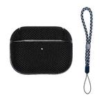 For AirPods Pro 2 Nylon Waterproof Wireless Earphone Case with Lanyard(Black)