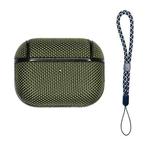 For AirPods Pro 2 Nylon Waterproof Wireless Earphone Case with Lanyard(Army Green)