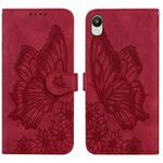 For Samsung Galaxy A23E Retro Skin Feel Butterflies Embossing Horizontal Flip Leather Phone Case(Red)