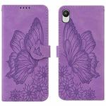 For Samsung Galaxy A23E Retro Skin Feel Butterflies Embossing Horizontal Flip Leather Phone Case(Purple)