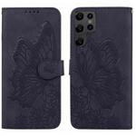 For Samsung Galaxy S23 Ultra 5G Retro Skin Feel Butterflies Embossing Horizontal Flip Leather Phone Case(Black)