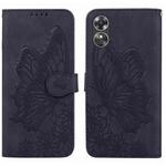 For OPPO A17 Retro Skin Feel Butterflies Embossing Horizontal Flip Leather Phone Case(Black)