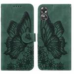For OPPO A17 Retro Skin Feel Butterflies Embossing Horizontal Flip Leather Phone Case(Green)