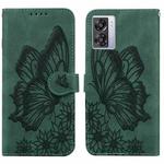 For OPPO A57 5G Retro Skin Feel Butterflies Embossing Horizontal Flip Leather Phone Case(Green)