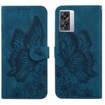 For OPPO A57 5G Retro Skin Feel Butterflies Embossing Horizontal Flip Leather Phone Case(Blue)