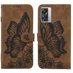 For OPPO A57 5G Retro Skin Feel Butterflies Embossing Horizontal Flip Leather Phone Case(Brown)