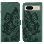 For Google Pixel 7 5G Retro Skin Feel Butterflies Embossing Horizontal Flip Leather Phone Case(Green)
