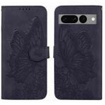 For Google Pixel 7 Pro 5G Retro Skin Feel Butterflies Embossing Horizontal Flip Leather Phone Case(Black)