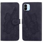 For Xiaomi Redmi A1 Retro Skin Feel Butterflies Embossing Horizontal Flip Leather Phone Case(Black)