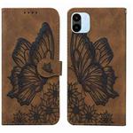 For Xiaomi Redmi A1 Retro Skin Feel Butterflies Embossing Horizontal Flip Leather Phone Case(Brown)