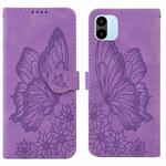 For Xiaomi Redmi A1 Retro Skin Feel Butterflies Embossing Horizontal Flip Leather Phone Case(Purple)