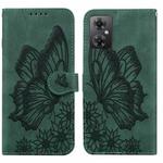 For Xiaomi Poco M4 5G Retro Skin Feel Butterflies Embossing Horizontal Flip Leather Phone Case(Green)