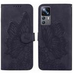 For Xiaomi 12T / 12T Pro / Redmi K50 Ultra Retro Skin Feel Butterflies Embossing Horizontal Flip Leather Phone Case(Black)