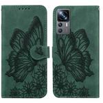 For Xiaomi 12T / 12T Pro / Redmi K50 Ultra Retro Skin Feel Butterflies Embossing Horizontal Flip Leather Phone Case(Green)