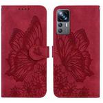 For Xiaomi 12T / 12T Pro / Redmi K50 Ultra Retro Skin Feel Butterflies Embossing Horizontal Flip Leather Phone Case(Red)