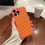 For iPhone 12 Pro Rhombic Texture Lambskin Phone Case(Orange)