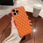For iPhone 12 mini Rhombic Texture Lambskin Phone Case(Orange)