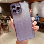 For iPhone X / XS High Transparent Gradient Color Glitter TPU Phone Case(Purple)