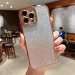 For iPhone 11 Pro High Transparent Gradient Color Glitter TPU Phone Case(Gold)