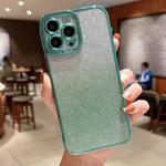 For iPhone 11 Pro High Transparent Gradient Color Glitter TPU Phone Case(Light Green)