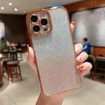 For iPhone 13 Pro High Transparent Gradient Color Glitter TPU Phone Case(Gold)