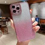 For iPhone 13 mini High Transparent Gradient Color Glitter TPU Phone Case(Pink)