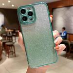For iPhone 13 mini High Transparent Gradient Color Glitter TPU Phone Case(Light Green)