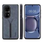 For Huawei P50 Denior DV Elastic Card PU Back Cover Phone Case(Grey)