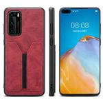 For Huawei P40 Denior DV Elastic Card PU Back Cover Phone Case(Red)