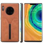 For Huawei Mate 30 Denior DV Elastic Card PU Back Cover Phone Case(Brown)