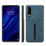 For Huawei P30 Denior DV Elastic Card PU Back Cover Phone Case(Blue)