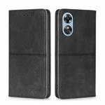 For OPPO A17 Cow Texture Magnetic Leather Phone Case(Black)