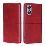 For OPPO A17 Cow Texture Magnetic Leather Phone Case(Red)