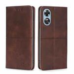 For OPPO A17 Cow Texture Magnetic Leather Phone Case(Dark Brown)