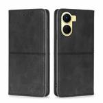 For vivo Y16 4G/Y02s 4G Cow Texture Magnetic Leather Phone Case(Black)