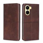 For vivo Y16 4G/Y02s 4G Cow Texture Magnetic Leather Phone Case(Dark Brown)