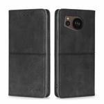 For Sharp Aquos sense7 Plus Cow Texture Magnetic Leather Phone Case(Black)