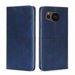 For Sharp Aquos sense7 Plus Cow Texture Magnetic Leather Phone Case(Blue)