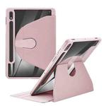 For Samsung Galaxy Tab A8 10.5 2021 Acrylic 360 Degree Rotation Holder Tablet Leather Case(Baby Pink)