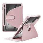 For Samsung Galaxy Tab A7 10.4 2020 Acrylic 360 Degree Rotation Holder Tablet Leather Case(Baby Pink)
