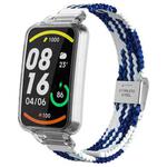 For Xiaomi Mi Band 7 Pro Braided Nylon Buckle Integrated Watch Band(Blue White)