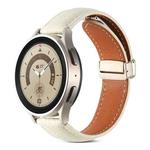 For Samsung Galaxy Watch 5 Folding Buckle Genuine Leather Watch Band(Off White)