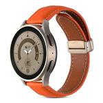 For Samsung Galaxy Watch 5 Folding Buckle Genuine Leather Watch Band(Orange)